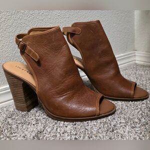Lucky Brand Tan Peep Toe Heeled Boots
